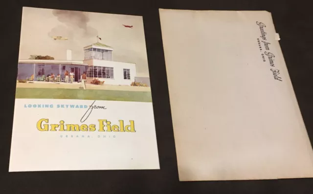 Original Grimes Manufacturing Brochure & Envelope Airfield Airport Urbana Ohio