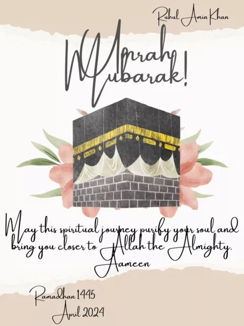 Umrah Mubarak, Hajj Mubarak, Ramadan Mubarak and Eid Mubarak personalised gift