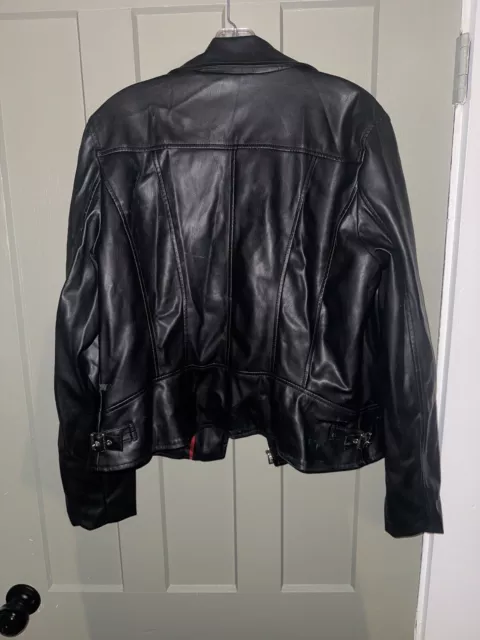 Tommy Hilfiger Women's Faux-Leather Moto Jacket Zippered Pockets Size large 2