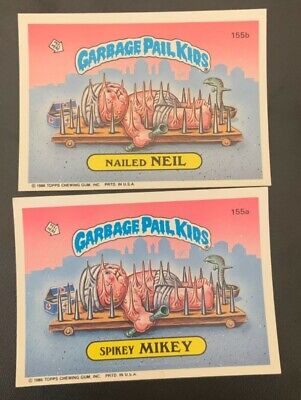1986 Garbage Pail Kids 155a and 155b SPIKEY MIKEY NAILED NEIL Original Series 4