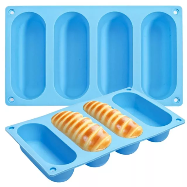 2 Pack DIY Baking Tray Hot Dog Bun Pan Silicone Bread Mold Sausage Mold  Rolls