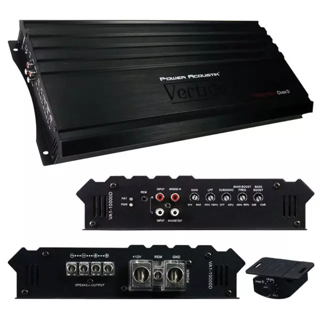 Power Acoustik 10000 Watt Monoblock Amplifier Car Subwoofer 1 Channel Mono Amp