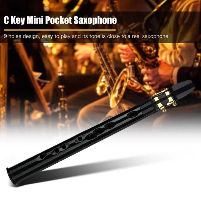 Mini Pocket Saxophone C Key Sax Woodwind Instrument Carrying Black with Bag A4Y9