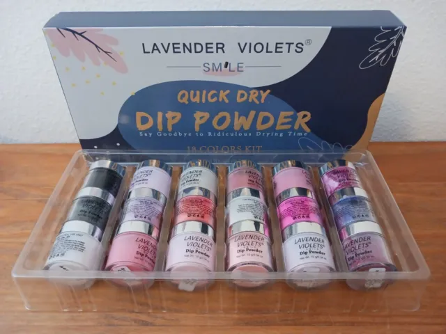 Kit de 18 colores en polvo de secado rápido violetas lavanda ¡caja abierta! Caja de secado rápido 2