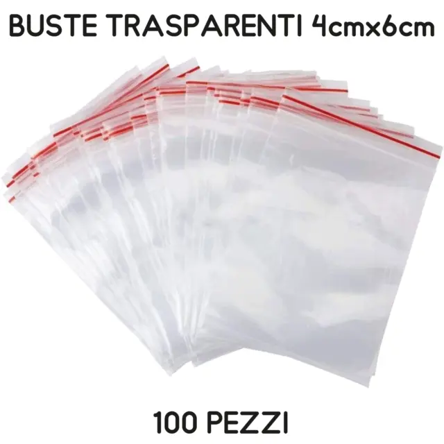 100 BUSTE SACCHETTI in plastica trasparenti richiudibili a zip 4x6cm EUR  2,99 - PicClick IT