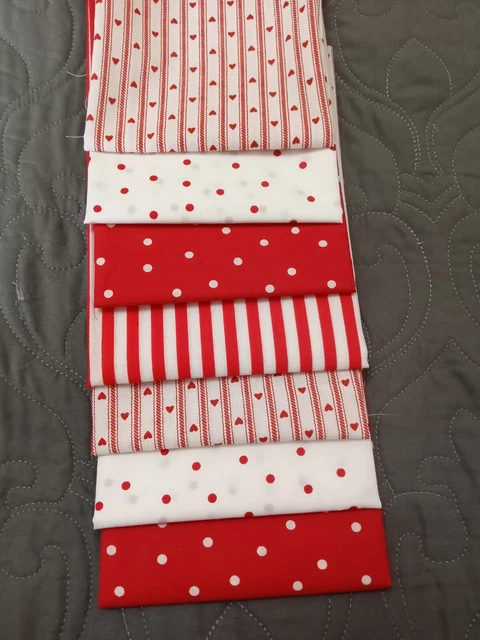 7 cuartos de grasa blanco lunares rojos estampados corazón tela algodón 4 acolchados