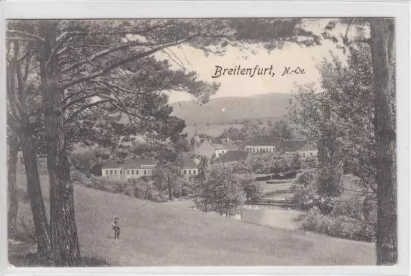 AK Breitenfurt, Ortsansicht m. Schloss-Restaurant 1911