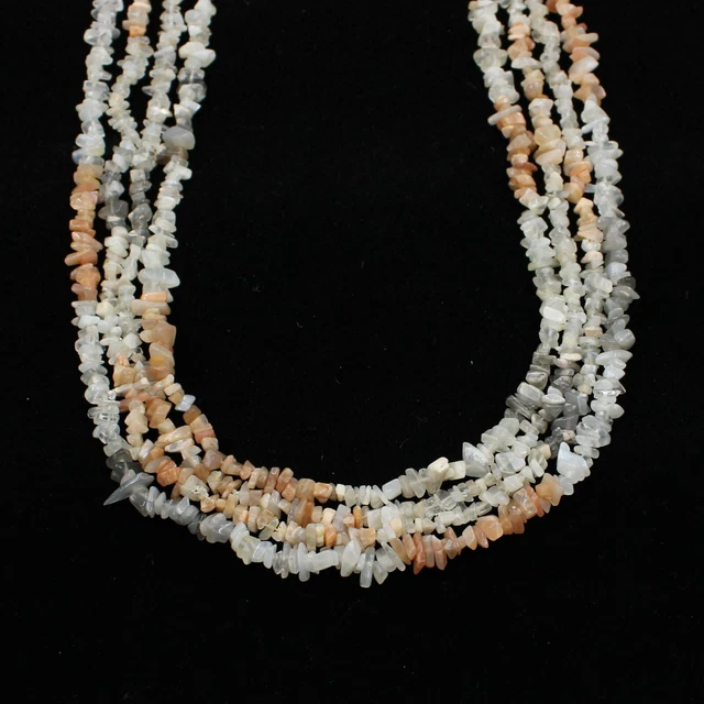 Multi Moonstone Gemstone AAA Quality Nugget Smooth Uncut Chips 5mm 34 Inches