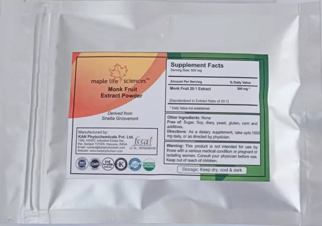 Monk Fruit Extract 20:1 Pure & High Quality Extract Powder Siraitia Grosvenorii