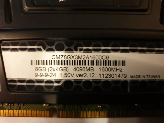 Corsair Vengeance 8GB ( 2 x 4 GB ) DDR3 1600MHz  Desktop Memory RAM LOT 3