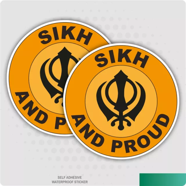 2 x Sikh and Proud Stickers - Flag Car Van Lorry Vinyl Self Adhesive Decal