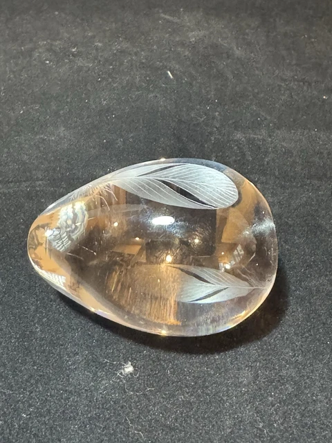 KOSTA BODA SIGNED V LINDSTRAND Glass Paperweight Etched