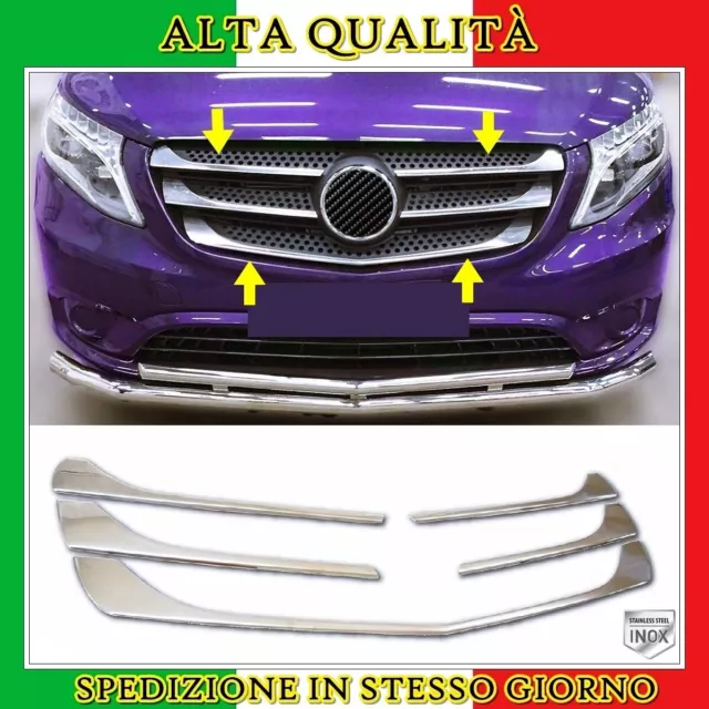 Cromo Modanature Griglia 5 pz ACCIAIO Per MERCEDES VITO W447 2014 AL 2019