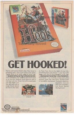 HOOK - Sony & Nintendo NES Video Game - Vintage Print Ad Advertisement 1991 90s