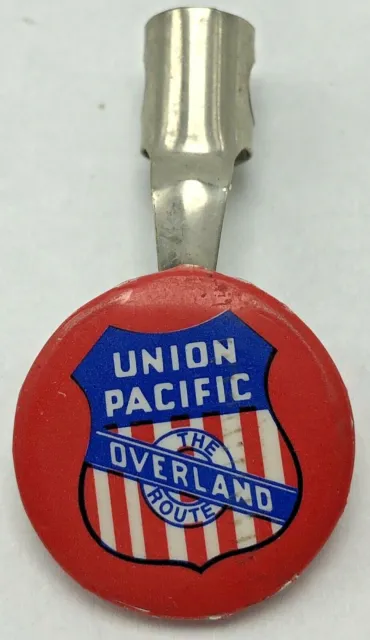 Vintage Union Pacific Railroad Shield Train Pencil Pocket Holder Clip 1950s