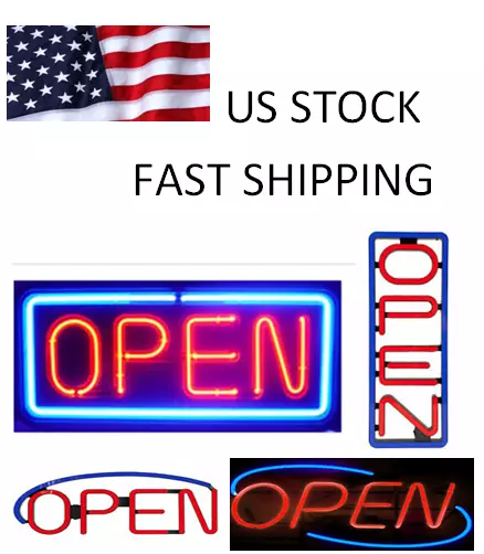 Large Bright LED Neon Light Animated Motion OPEN Business Sign On/Off For Salon