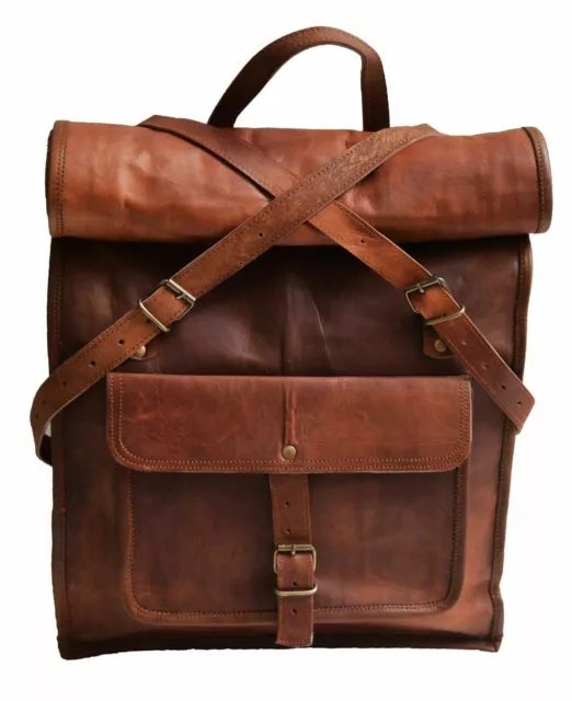 Genuine Men's Leather Backpack  Rucksack Messenger Laptop Satchel  Vintage bag
