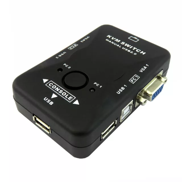 D42C KVM Switch Box 2 Port USB 2.0 VGA PS2 für 2 Computer Tastatur Maus Monitor