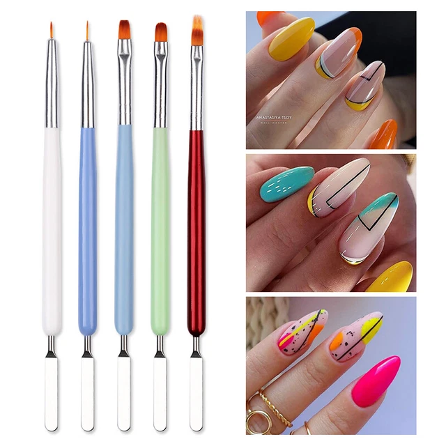 Cepillo de uñas mezcla espátula palo pintura delineador pluma acrílico UV gel herramienta de construcción