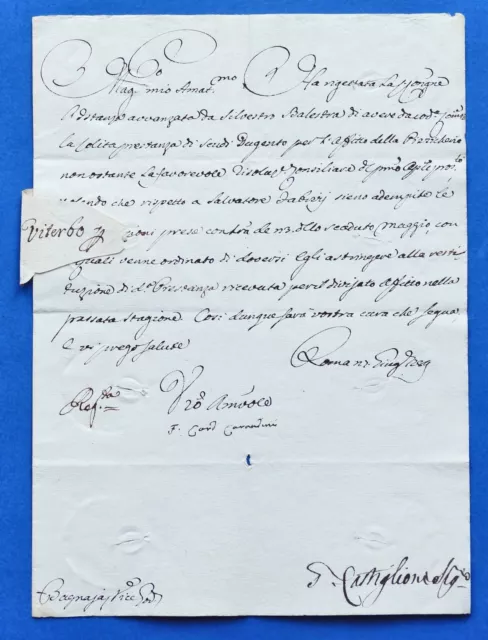 Lettera con autografo del Cardinale Carandini - 1789