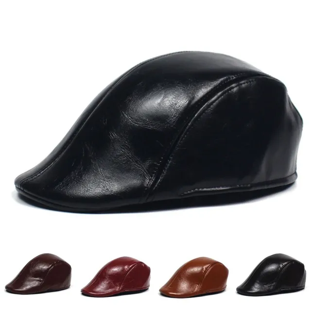 Chapeau b��ret en cuir doux lierre style vintage premium pour hommes/femmes