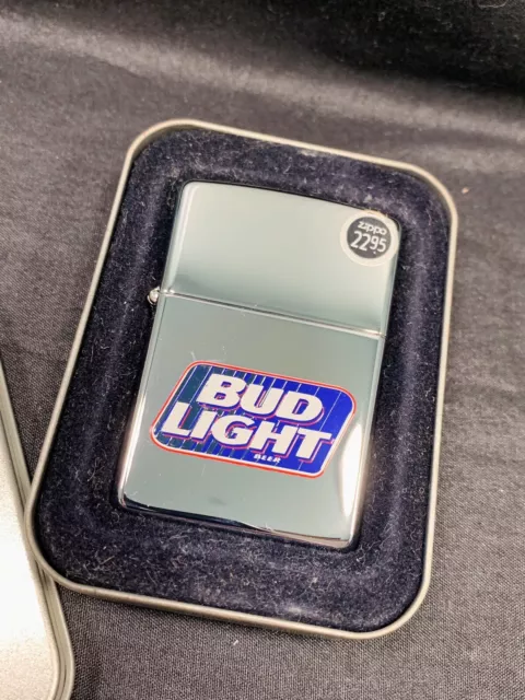 Rare OLD VINTAGE 1997 BUD LIGHT BEER ZIPPO LIGHTER MADE IN USA - SEALED IN BOX