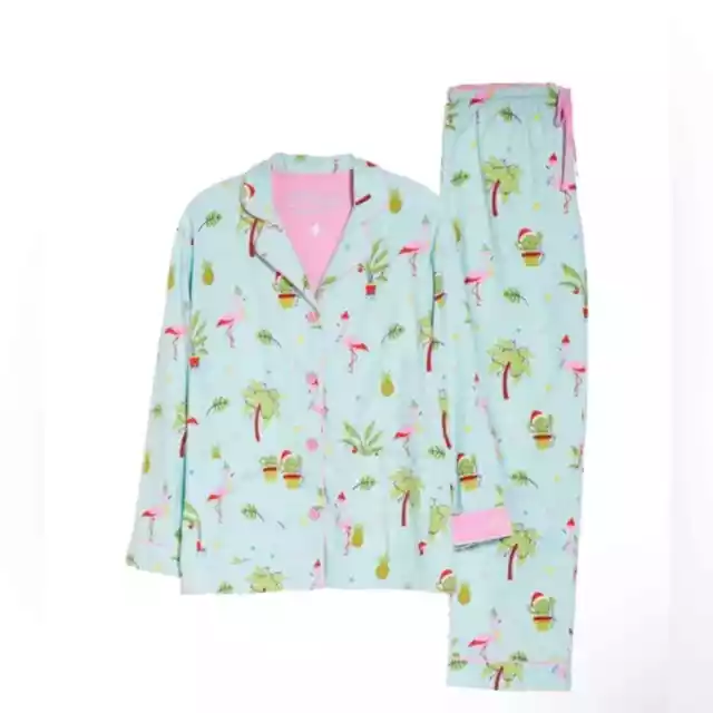 PJ Salvage Flamingo Cactus Cotton Flannel Pajamas Set Size M Cozy Loungewear