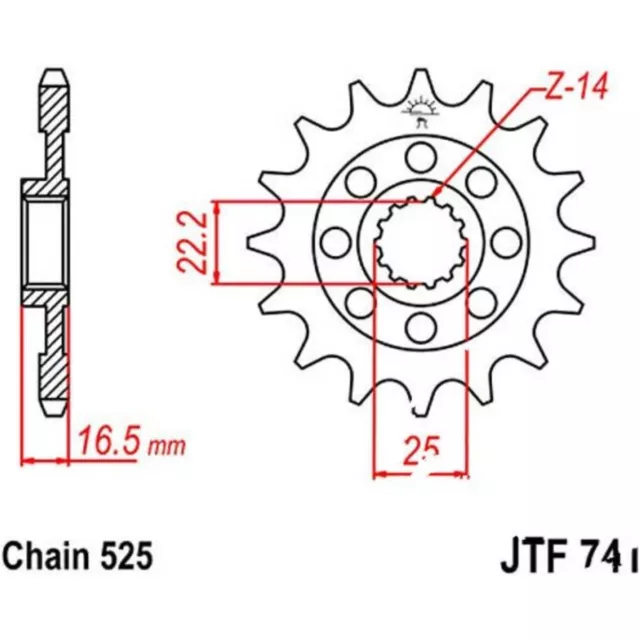 Zahnrad Racing-Ritzel 14Z Teilung 525 front sprocket 14tooth pitch für: Ducati M