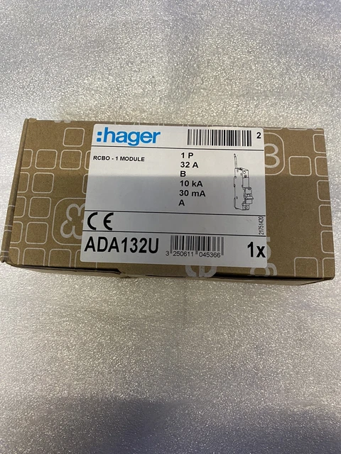 Hager ADA132U 32A 30 mA RCBO B32 tipo A 10kA ""NUOVO & IN SCATOLA