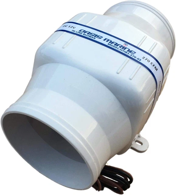OASIS MARINE In-Line Bilge Boat Air Blower 4 Inch 12V Exhaust Fan