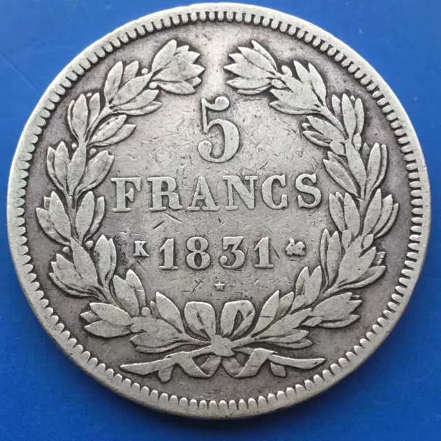 5 francs louis philippe Domard, tranche en relief 1831 Bordeaux F.320/7