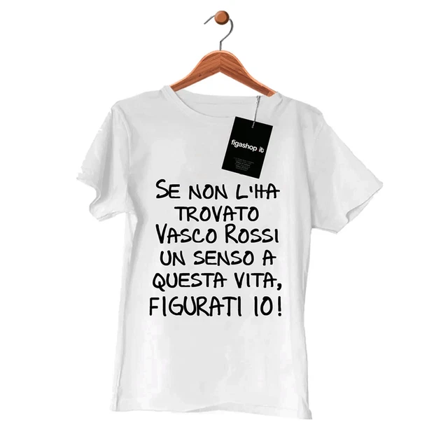 maglia donna FIGA SHOP bianca stampa spiritosa t-shirt manica corta idea vasco