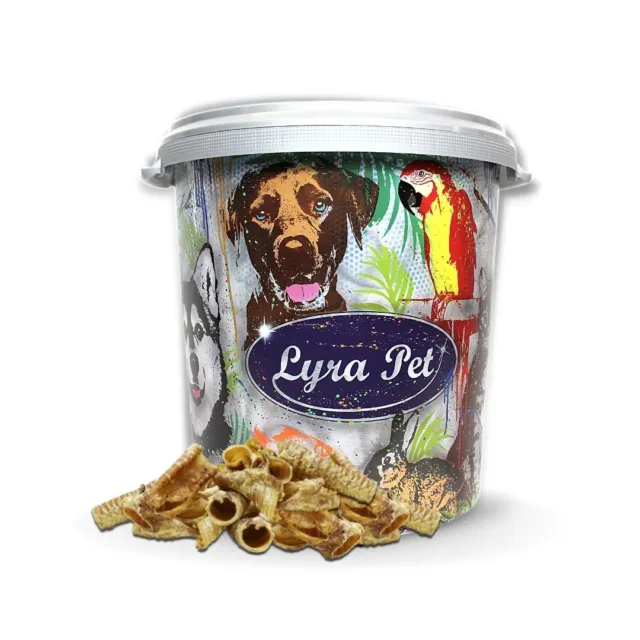 5 kg Rinderstrossen 1 - 8 cm Kausnack Hundefutter Hund Lyra Pet® in 30 L Tonne