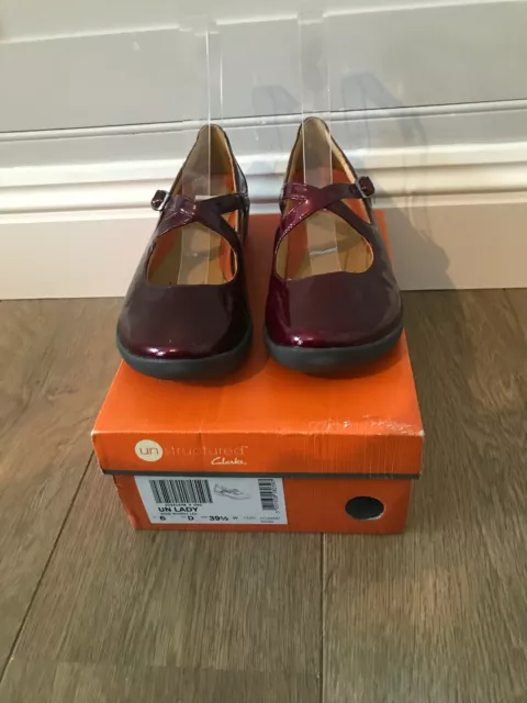 CLARKS UNSTRUCTURED UN Lady Mary Jane Flats Burgundy Wine Patent Uk 6 D 60.00 PicClick UK
