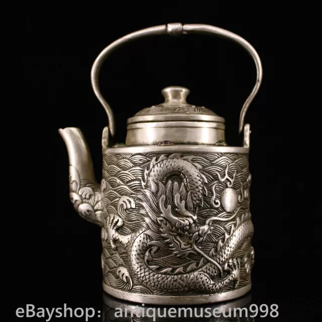 4.8 "antique Chine cuivre argent dynastie pangologue pot de paume