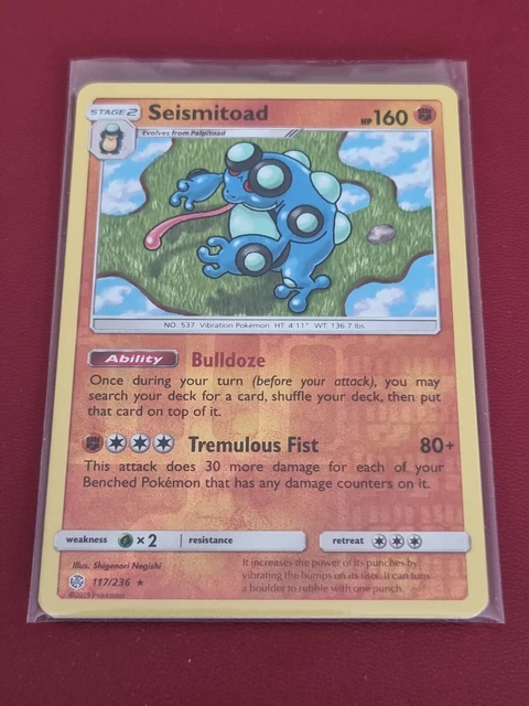 Pokemon Sun Moon Cosmic Eclipse Seismitoad 117/236 Rare Reverse Holo Card