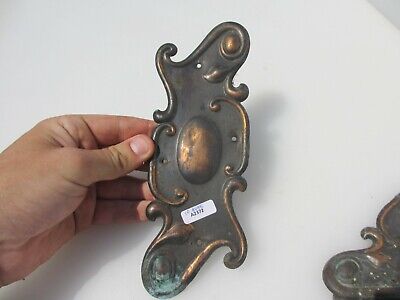 Antique Brass Finger Plate Push Door Handle Rococo Victorian Nouveau Copper Old