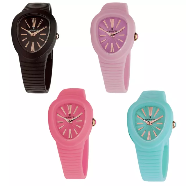 Orologio Donna HOOPS SHAPE Silicone Colorato Rosè NEW Turchese Rosa Nero Fucsia