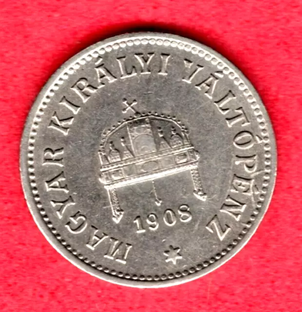 (pgasteelers1) Hungary 1908 KB 20 Filler KM#483  Nickel scarce 🌠