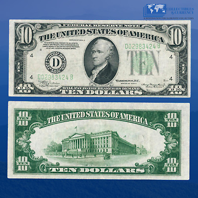 1934-A $10 Ten Dollars Federal Reserve Note, FRN Cleveland, VF #3424