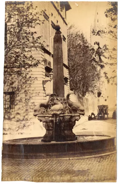 France, Aix-en-Provence, fontaine des quatre Dauphins Vintage albumen print,