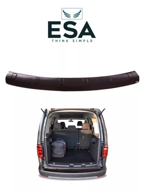 VW Caddy Rear Bumper Protector Step Guard Trim Cover Black 2015-2021 ABS Plastic