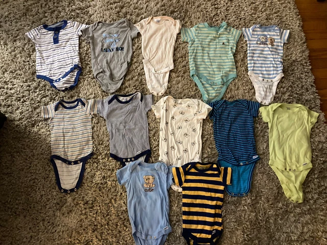 Lot Of 12 baby cloths  3-6 Month Baby Boy Onesies -Gerber, Carters And Other