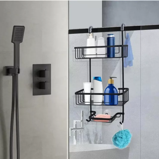 Duwee Over Door Hanging Shower Caddy 3 Tier,Rust Proof Bathroom Shelf Storage