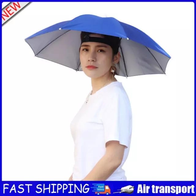 5pcs Outdoor Portable Anti-Rain Anti-Sun Fishing Head Umbrella Hat (Blue) AU