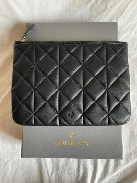 Mulberry Limited Edition Cara Delevingne Pouch Black Quilted Nappa Leather BNWT