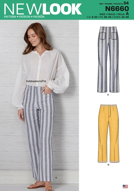 NEW LOOK 6660 Femmes Haut Taille Evase Pantalon Couture Motif Tailles 8 20 EUR 9 60 PicClick FR