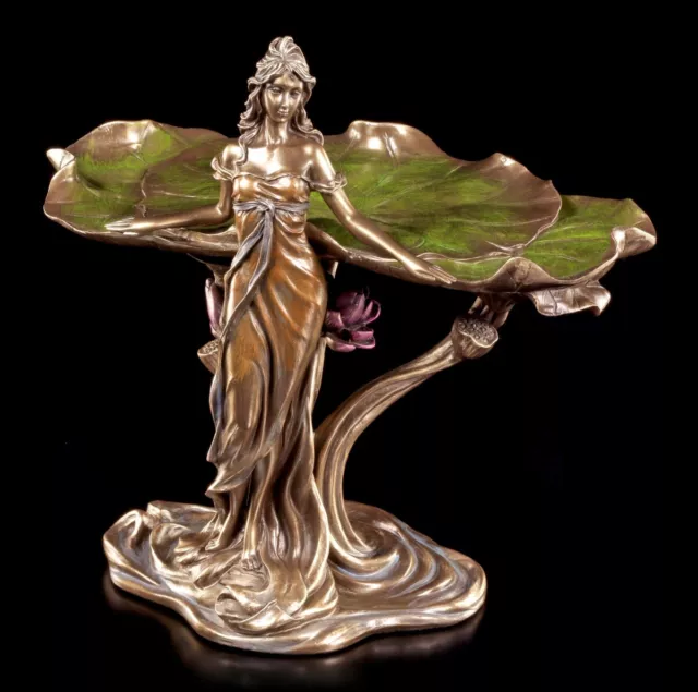 Jugendstil Schale - Frau mit Seerosen - Veronese Art Nouveau - Figur Statue Deko