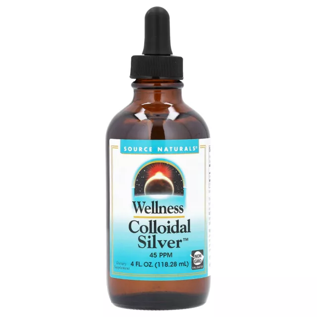 Source Naturals Wellness Colloidal Silver 45 PPM 4 fl oz 118 28 ml Dairy-Free,