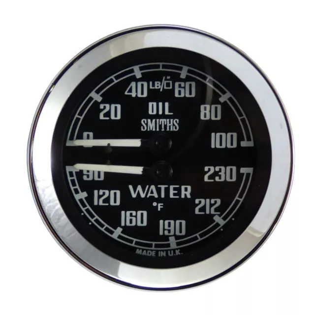 Originale Smiths olio e acqua doppio gauge F per MGB, Midget, Austin Healey BHA4737